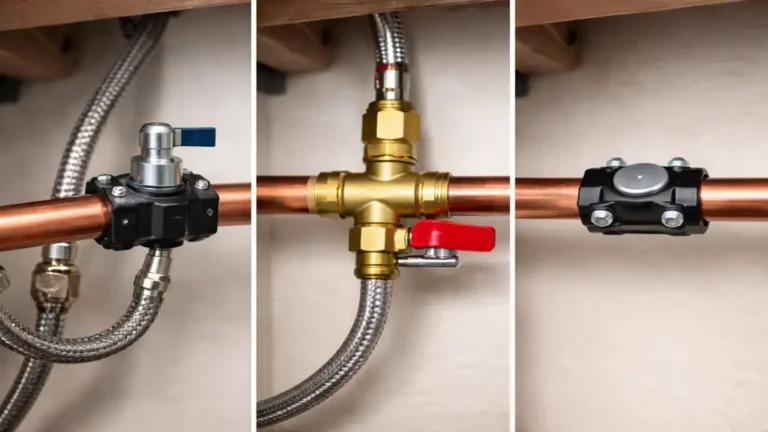 remplacement d un robinet autoperceur sur tuyau en cuivre avec raccords de plomberie sous evier