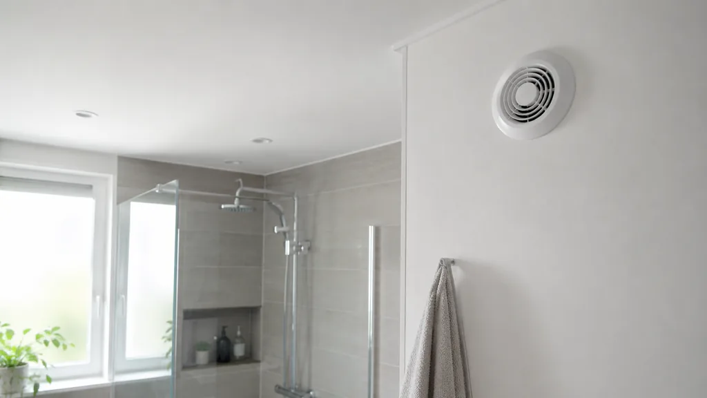 Bouche VMC dans une salle de bain moderne pour évacuer l’humidité et renouveler l’air intérieur