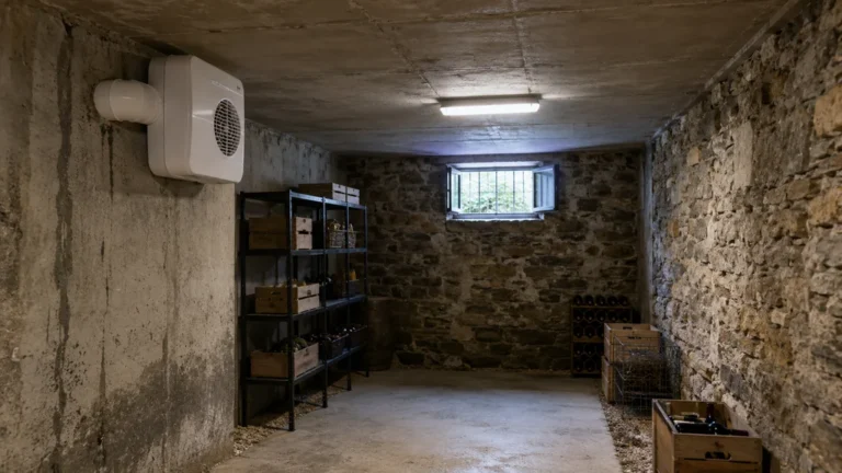 VMC installée dans une cave en pierre pour améliorer la ventilation et réduire l’humidité