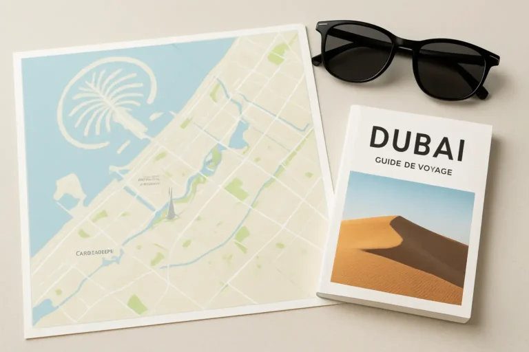 Carte imprimée de Dubaï avec Downtown Dubai, Palm Jumeirah et Dubaï Marina
