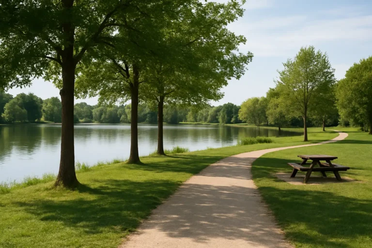 Sentier de promenade au bord de l'eau à L'Isle-Jourdain dans le Gers
