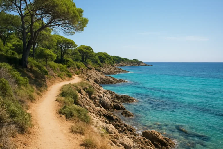 Sentier du littoral à Saint-Aygulf avec vue sur la mer et la côte