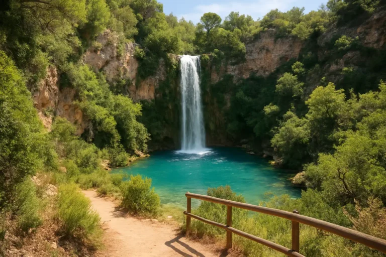 La cascade de Sillans vue depuis un belvédère, dans un décor naturel du Var
