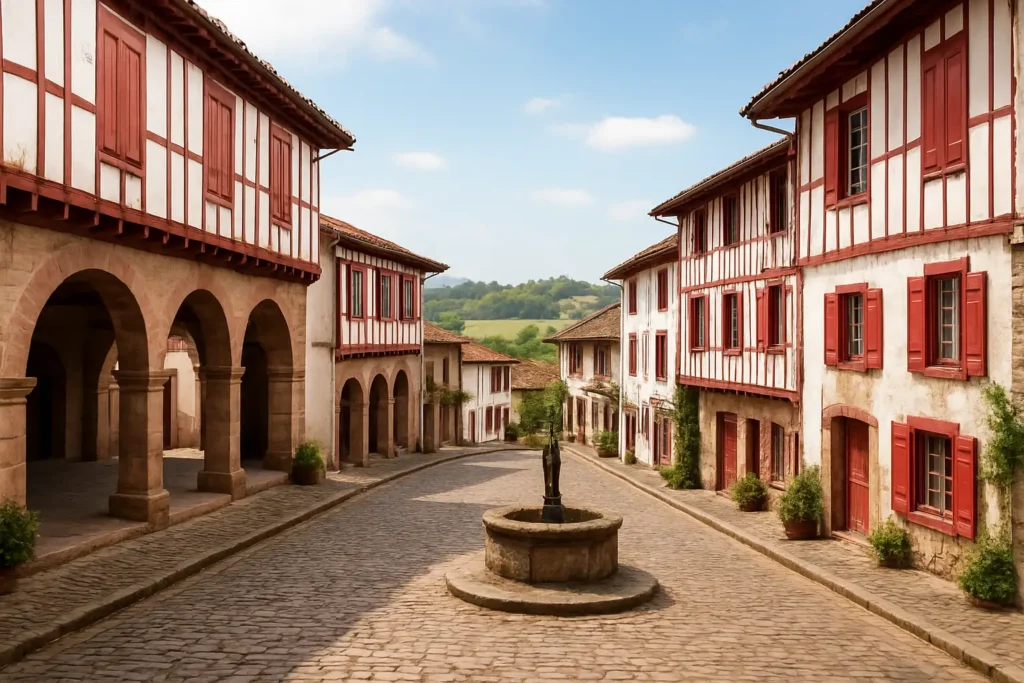 La Bastide-Clairence : village basque médiéval avec maisons à colombages et place historique